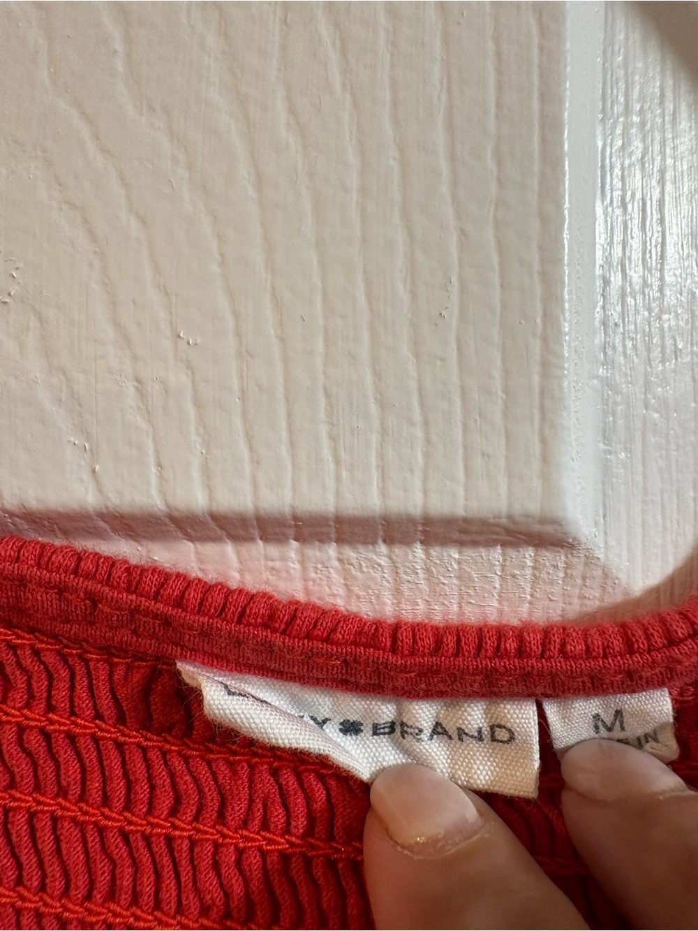 Lucky Brand Red Smocked Ruffle Strap Maxi Dress M pockets Boho Praire Cosstal - Picture 3 of 5